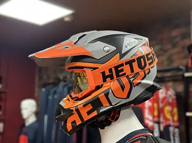Шлем кроссовый HETOSHI OF836 EXOSS CROSS PRO MX289 цв.Серо-оранжево-черный Матовый р.XL